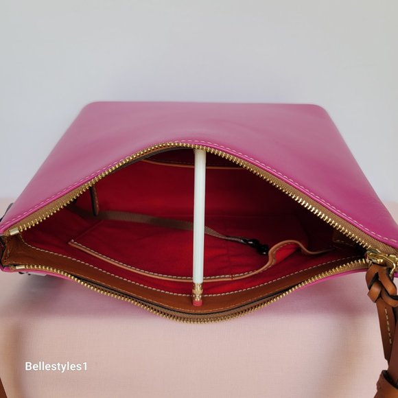 DOONEY & BOURKE Wexford Smooth Leather Hobo Shoulder Bag-Magenta color 🎈$169. - Picture 14 of 16